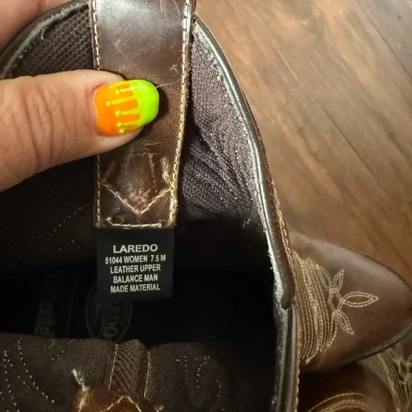 Laredo Tori Western Classic Brown Leather Cowboy Boots-Size 7.5 - Picture 7 of 11